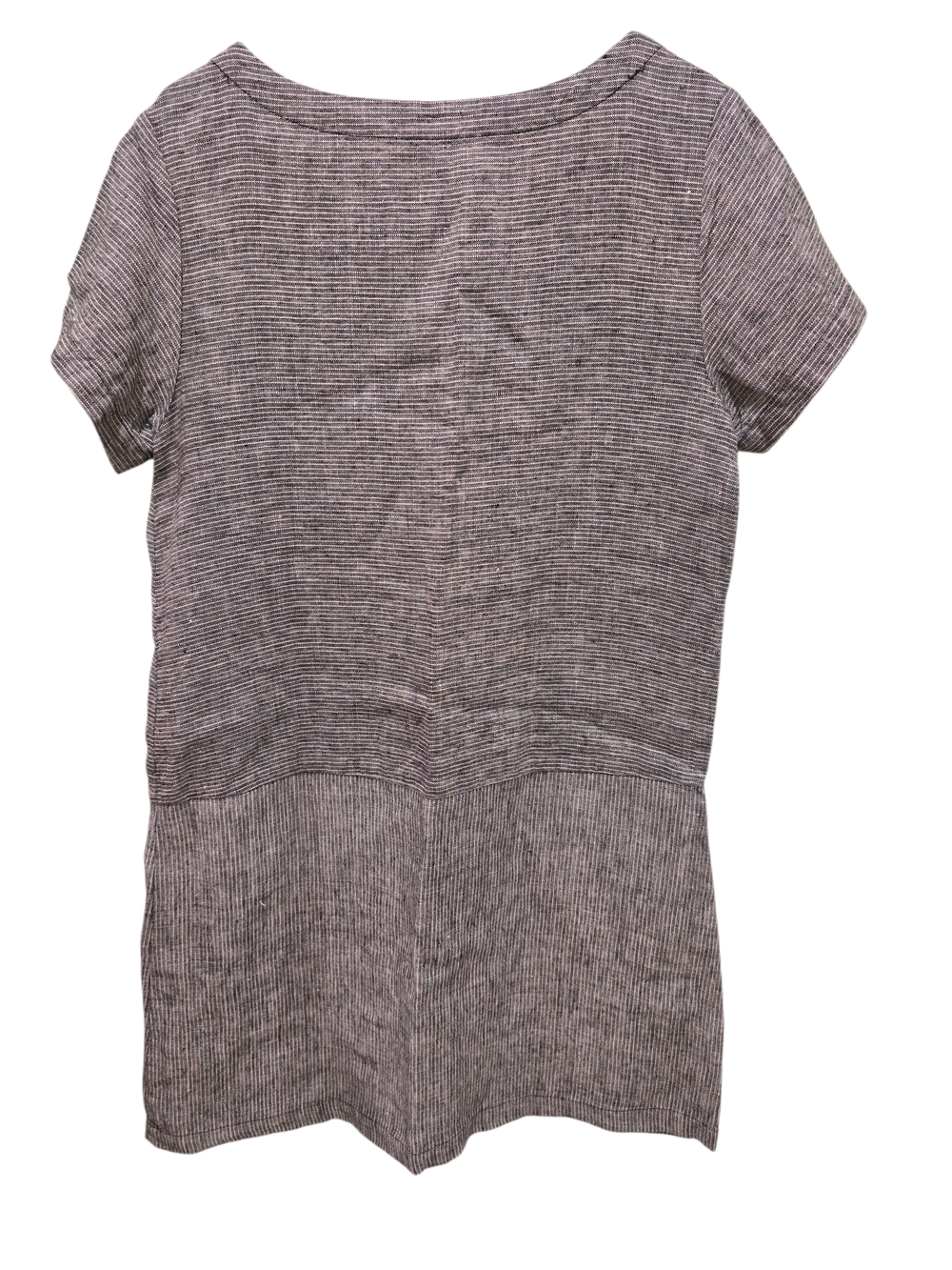 Garnet Hill 100% Linen Gray Heathered Dropwaist Short-Sleeve Midi Dress - Picture 5 of 9